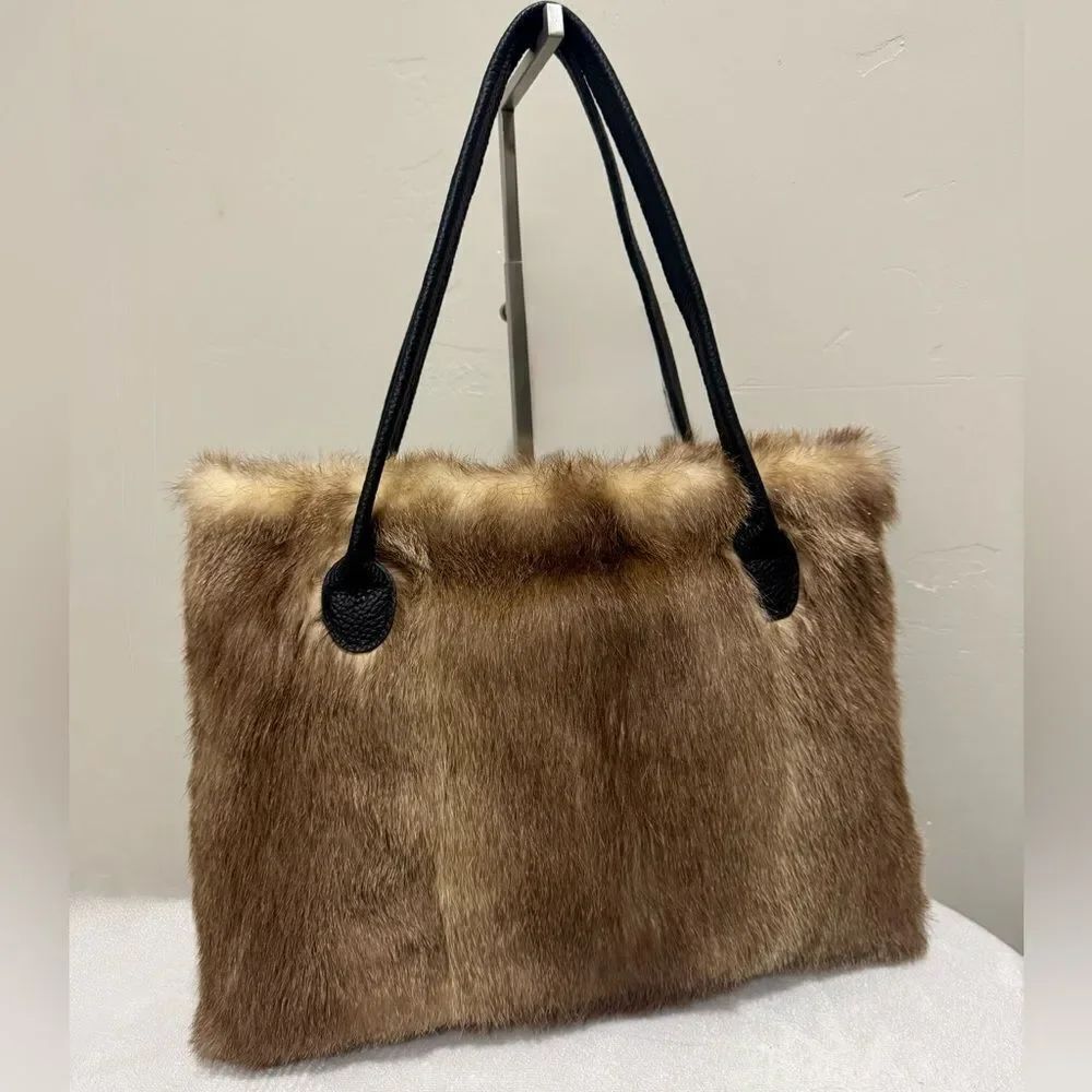 Natural Coyote Fur Handmade Large Tote Bag, Shoulder bag, Crossbody Bag